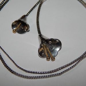 Avon Necklace Silver Tone Calla Lilly Bells Signed